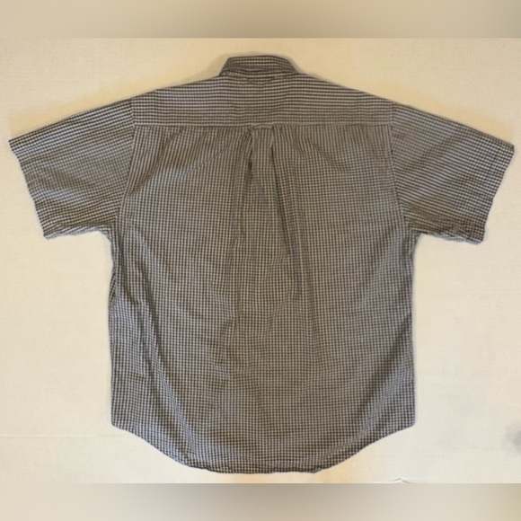 Woods & Gray 100% cottton blue & white check short sleeve button down shirt L - Picture 2 of 4